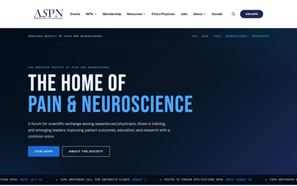 The aspnpain.com home page.